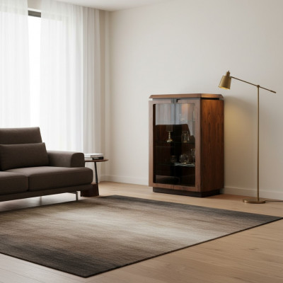 Luxus Holz Vitrine Anrichte Design Schief braun Miwwelen Schaf Nei