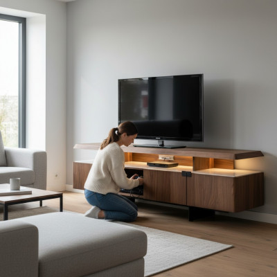 Luxus Lowboard RTV Regal Säitendësch TV Fernsee Stänner Schaf Miwwel