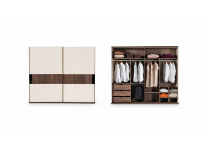 Luxus Kleederschaf mat Schiebetüren Holz Schaf Modern Stil Beige