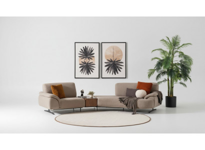 Wunnzëmmer Design Sofa 5 Sëtz Stoff Canapé Polstersofa Nei brong