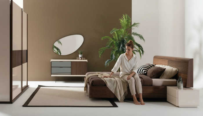 Design Luxus Schlofzëmmer Bett 2x Nuetsdëscher Kommode Garnitur Better 8-st. Set