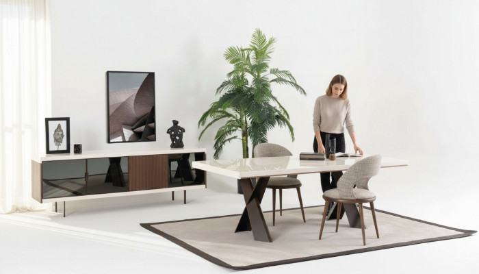 Iessdësch 4x Still Sideboard Grupp Iesszëmmer Garnitur 6tlg. Set Miwwelen