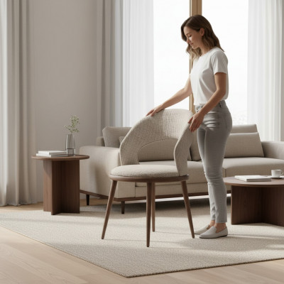 Iesszëmmer Still Holz Textil Luxus Polster Miwwelen Stil Modern gro
