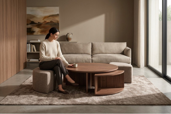 Couchtisch Kaffisdësch Living Zëmmer brong Luxus Design Holzdëscher Dësch