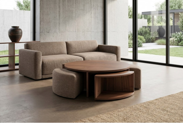 Couchtisch Kaffisdësch Living Zëmmer brong Luxus Design Holzdëscher Dësch