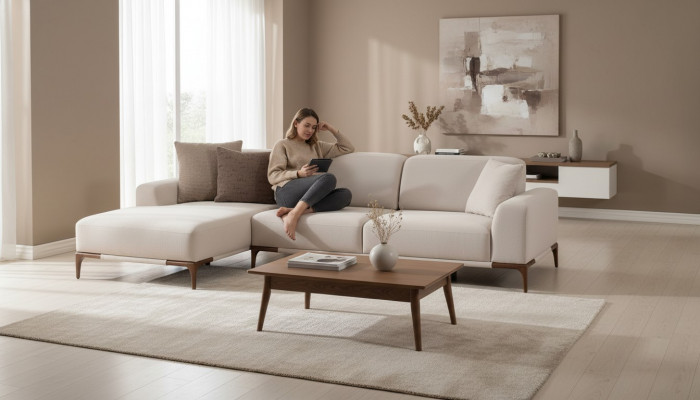 Wunnzëmmer Eckcouch L-Form Couch Polsterung Luxus Stil Couchen Design