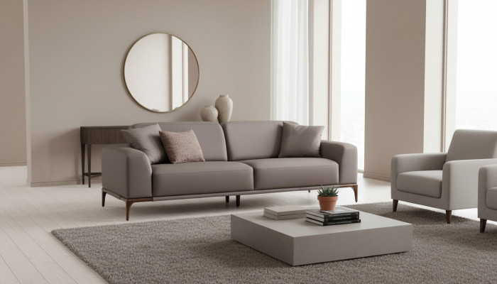 Wunnzëmmer Canapé Couch Dräi-Sëtzer Design Luxus Couchen Miwwelen brong