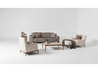 Luxus Design Canapé Set Setzeck Dësch Niewendësch 5-Stéck.