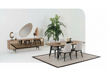 Iesszëmmer Set Dësch 4x Still Anrichte Spigel Garnitur Design nei 7tlg