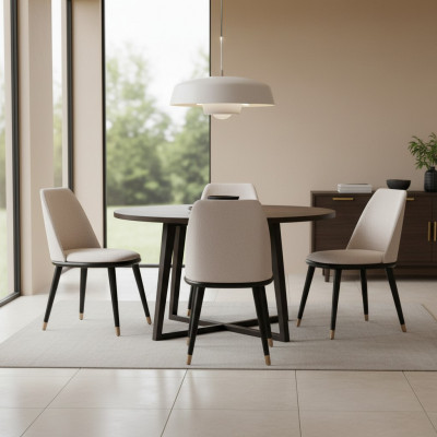 Designer Mega komfortabele beige Iesszëmmerstull am moderne Stil