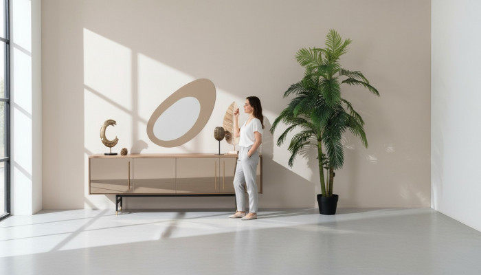 Wunnzëmmer Spigel Anrichte Schaf Edel Design Holz 2t. nei Luxus