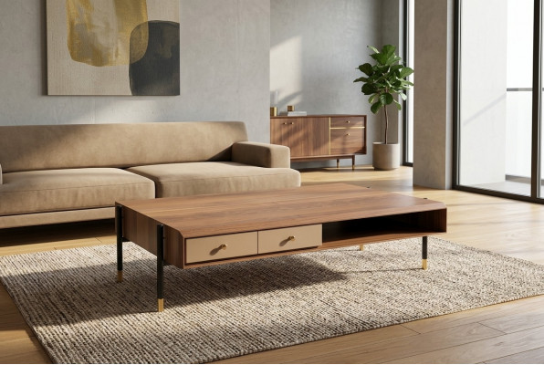 Couchtisch Wunnzëmmer Holz Luxus Design Holztische Nei brong Kaffisdësch