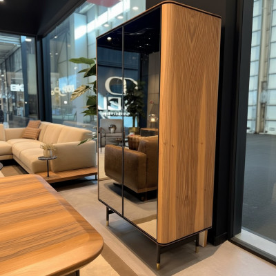 Vitrine Glas Bar Schaf Haus Schief Wand Regal Holz Wunnzëmmer