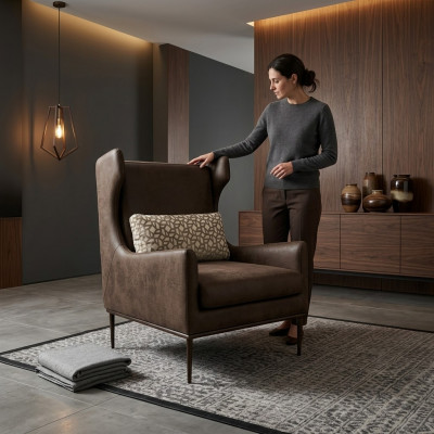 Wunnzëmmer Fotell Sëtz Modernen Design Braun Stil Modern Luxus Nei