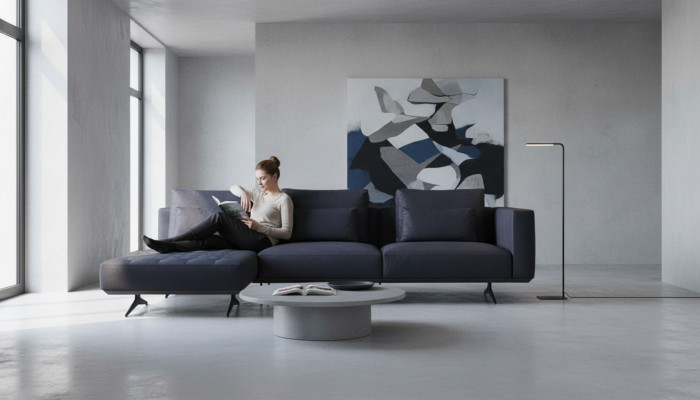 Design Sofasuite 3-Sëtzer Stoff Couch Polstersofas Couche Schwarz