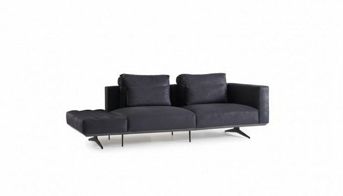 Design Sofasuite 3-Sëtzer Stoff Couch Polstersofas Couche Schwarz