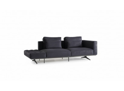 Design Sofasuite 3-Sëtzer Stoff Couch Polstersofas Couche Schwarz