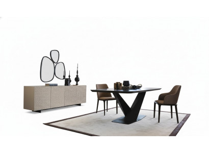 Iessdësch Dësch 4x Still Kredenz Spigel 7tlg Design Grupp Garnitur