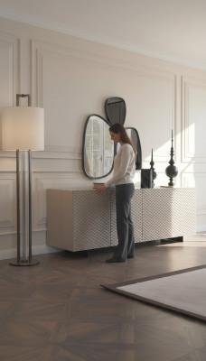 Wunnzëmmer Spigel Kommod Schaf Edele Design Luxus 2-Stéck. nei Beige