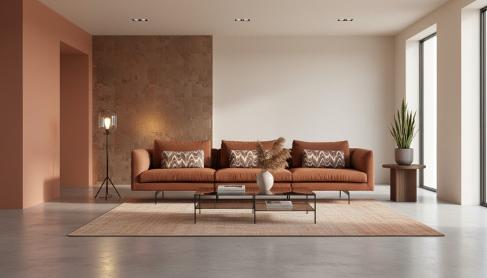 Wunnzëmmer Sofa 4 Sëtzer Couch Sëtz Polster Couchen Design brong