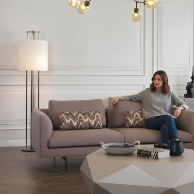 Wunnzëmmer Canapé Polster 3-Sëtzer Couche Sëtzgrupp Textil gro