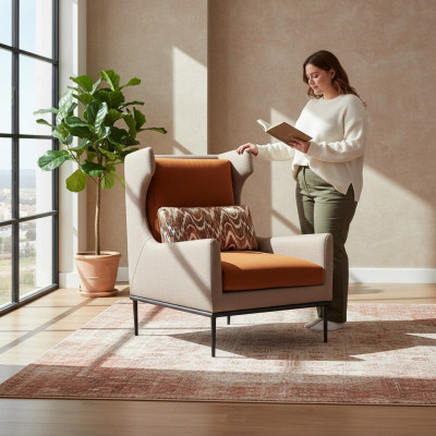 Wunnzëmmer Fauteuil Couch Polster Design Textil 1 Sëtz Couchen Polster.