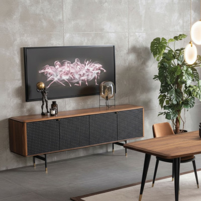 Wunnzëmmer Kredenz brongen Luxus Stil modernen Holz Sideboard Loft 228cm