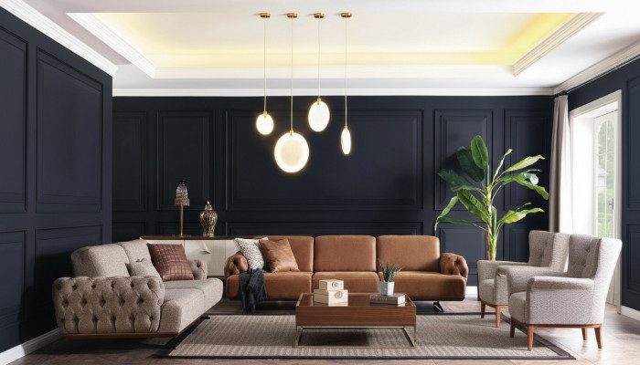 Sofa Garnitur 4-Teile Set Couch Sofa Miwwelen Garnitur Design Chesterfield