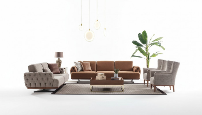 Sofa Garnitur 4-Teile Set Couch Sofa Miwwelen Garnitur Design Chesterfield