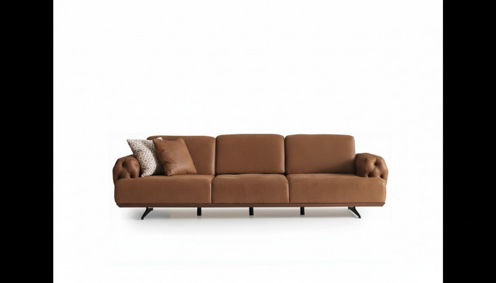 Sofa 4 Sëtzer Chesterfield Design Luxus Sofa Polstersofa brong