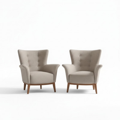 Chesterfield Fauteuil Canapé Polster Luxus Holz mat Textil Stil Modern Lounge