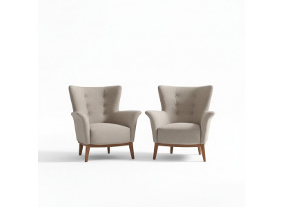 Chesterfield Fauteuil Canapé Polster Luxus Holz mat Textil Stil Modern Lounge