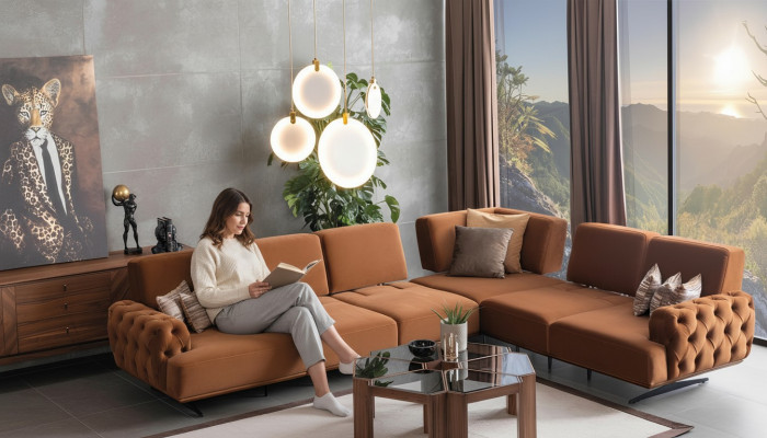 Stofflén Landschaft Sofa L-Form Canapé Garnitur Design Modern Sofas Ecksasofa