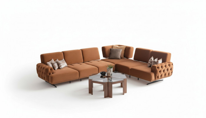 Stofflén Landschaft Sofa L-Form Canapé Garnitur Design Modern Sofas Ecksasofa