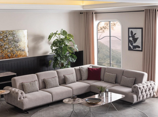 Ecksofa Design Miwwelen Eckgarnitur Stoffssofa Textil Eckcouch Miwwelen 355x280cm