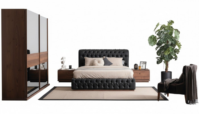 Bett Kleederschaf 2x Nuetsdësch Luxus Schlofkummer Polsterdesign nei