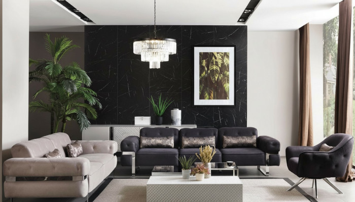 Sofasaz Set 431 Sëtz 3x Dëscher Dësch Couche Garnitur Design Dëscher 6-Deeler.