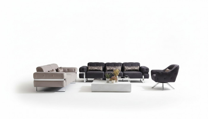 Sofasaz Set 431 Sëtz 3x Dëscher Dësch Couche Garnitur Design Dëscher 6-Deeler.