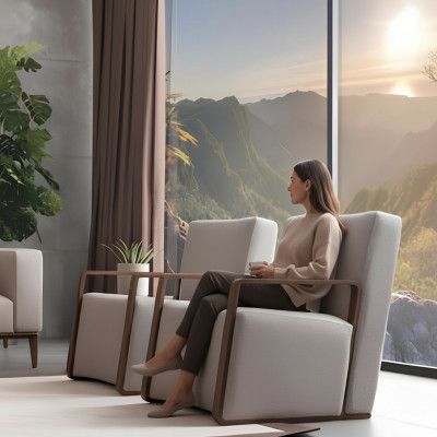 Wunnzëmmer Fauteuil 1-Sëtzer Canapé Polster Modern Luxus Textil Design