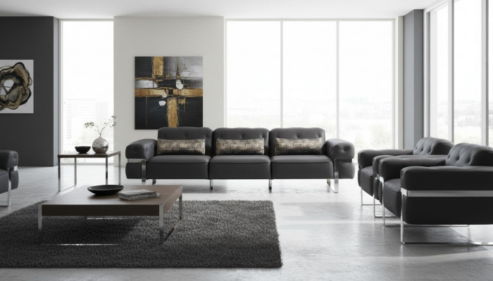 Canapé 3 Sëtzer Dräisëtzer Textil Luxus Miwwelen Design Canapé schwaarz