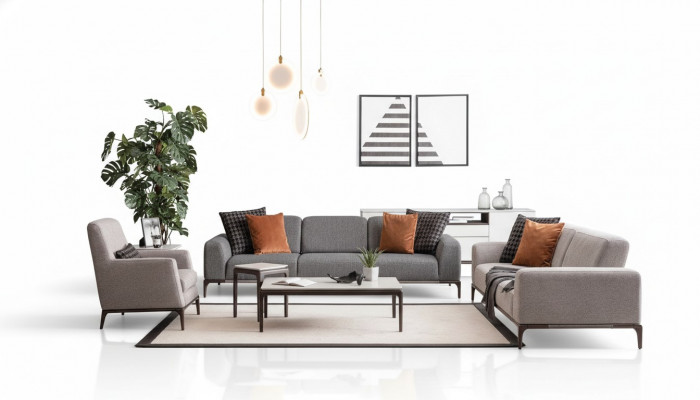 Sofa-Garnitur 4+1 Sëtzer Sofa Fotell Couchdësch Bäistelltësch Garnitur 5 Stéck.