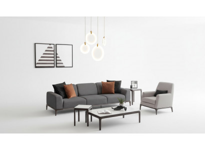 Wunnzëmmer Sofagarnitur 4 Sëtzer Dësch 2x Säitentëscher Luxus Sofa