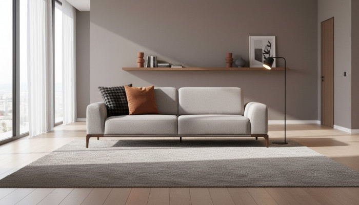 Wunnzëmmer Canapé 3 Sëtz Design Stil Miwwelen Modern Sofas gro