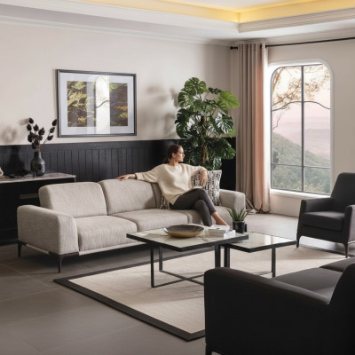 Wunnzëmmer Canapé 4 Sëtz Design Stil Miwwelen Modern Canapéen Elegantesch