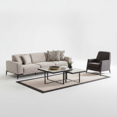 Wunnzëmmer Canapé 4 Sëtz Design Stil Miwwelen Modern Canapéen Elegantesch
