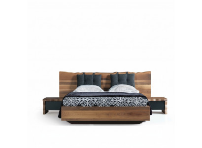 Schlofzimmer Garnitur Bett 2x Nuetsdësch Set Miwwelen Nei 3tlg. Nei brong