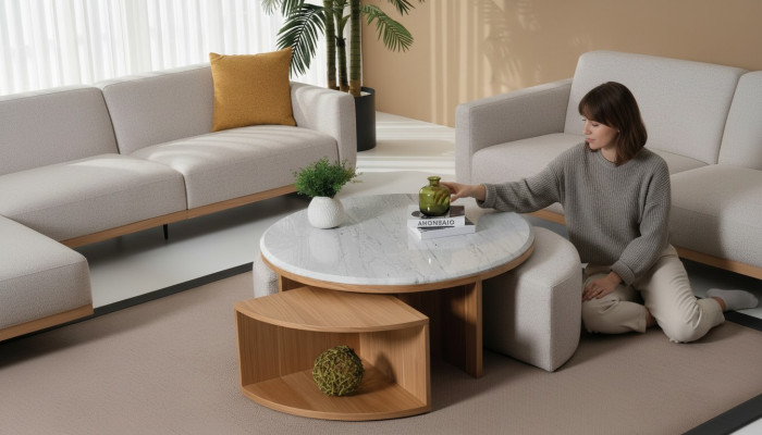 Wunnzëmmer Dësch Dësch Design Miwwelen Luxus Ariichtung Modern