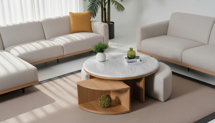 Wunnzëmmer Dësch Dësch Design Miwwelen Luxus Ariichtung Modern