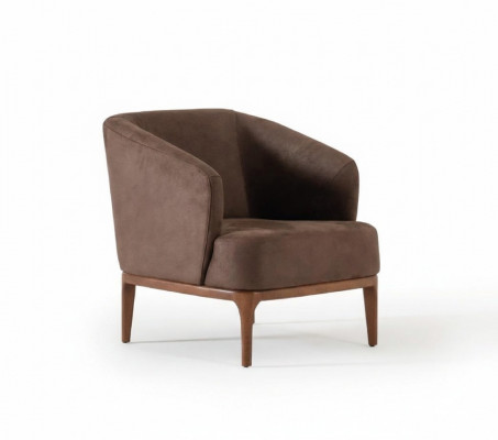 Braune Luxus-Wunnzëmmerfauteuil Designer Eensëtzeger Gepolsterte Lehnfauteuil