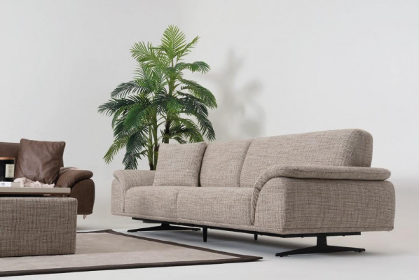 Wunnlandschaft Ecksofa Garnitur Design Moderner Dësch Braun 2tlg